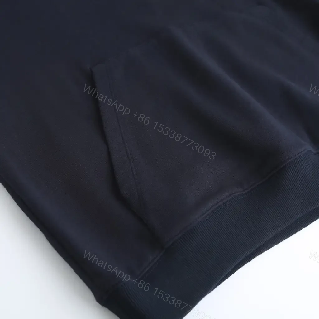 View 6 of Navy Fleece Hoodie: Floral Embroidered Luxe Zipless Style