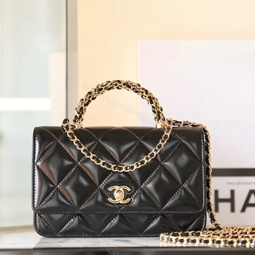 高仿Chanel*24B系列AS4166小羊皮郵差包黑色免檢版 — view 1