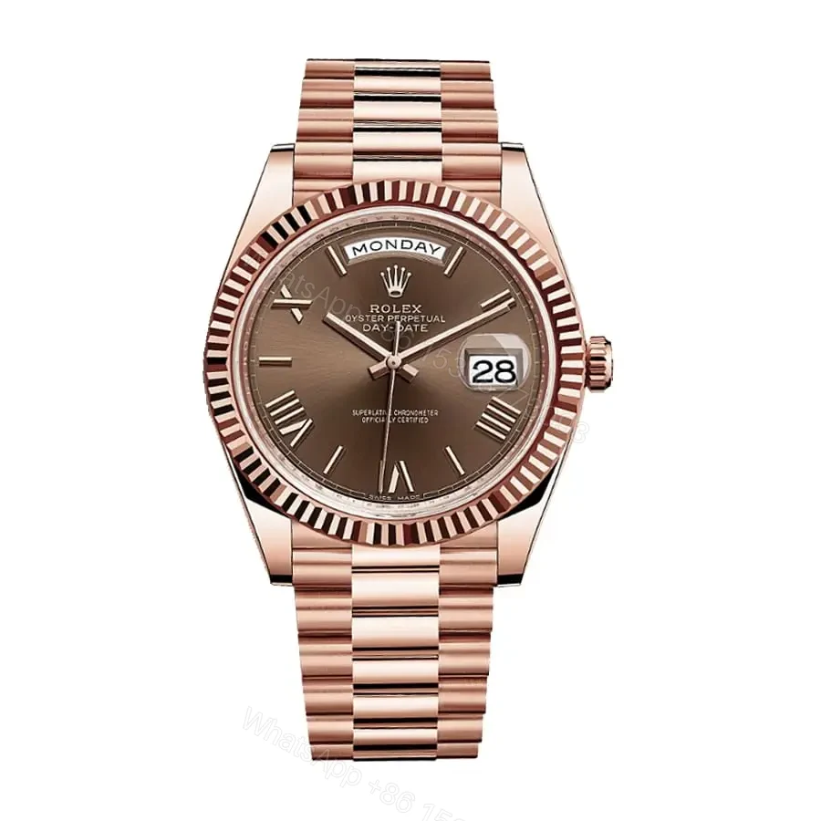 Rolex Day-Date 40 President Chocolate Roman Dial 18k Rose Gold — view 1
