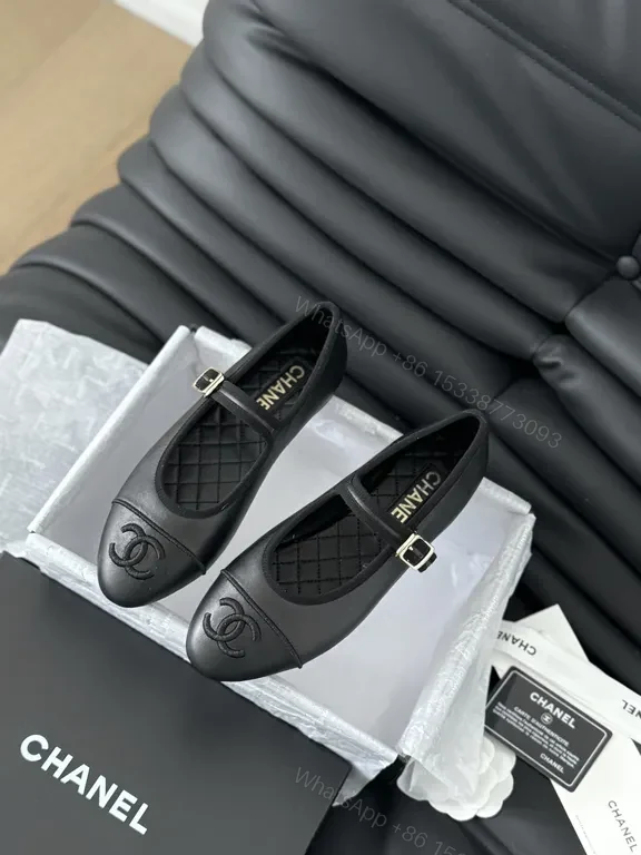 View 3 of Chanel-Inspired Black Leather Mary Janes: Luxe Comfort Flats