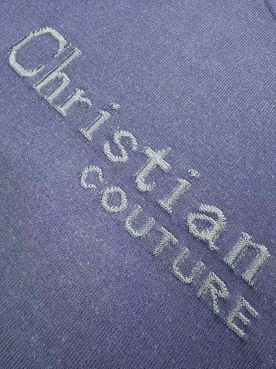 View 3 of Purple Cotton Knit T-Shirt, Dior Logo, Casual Style, Short-Sleeve Shirt