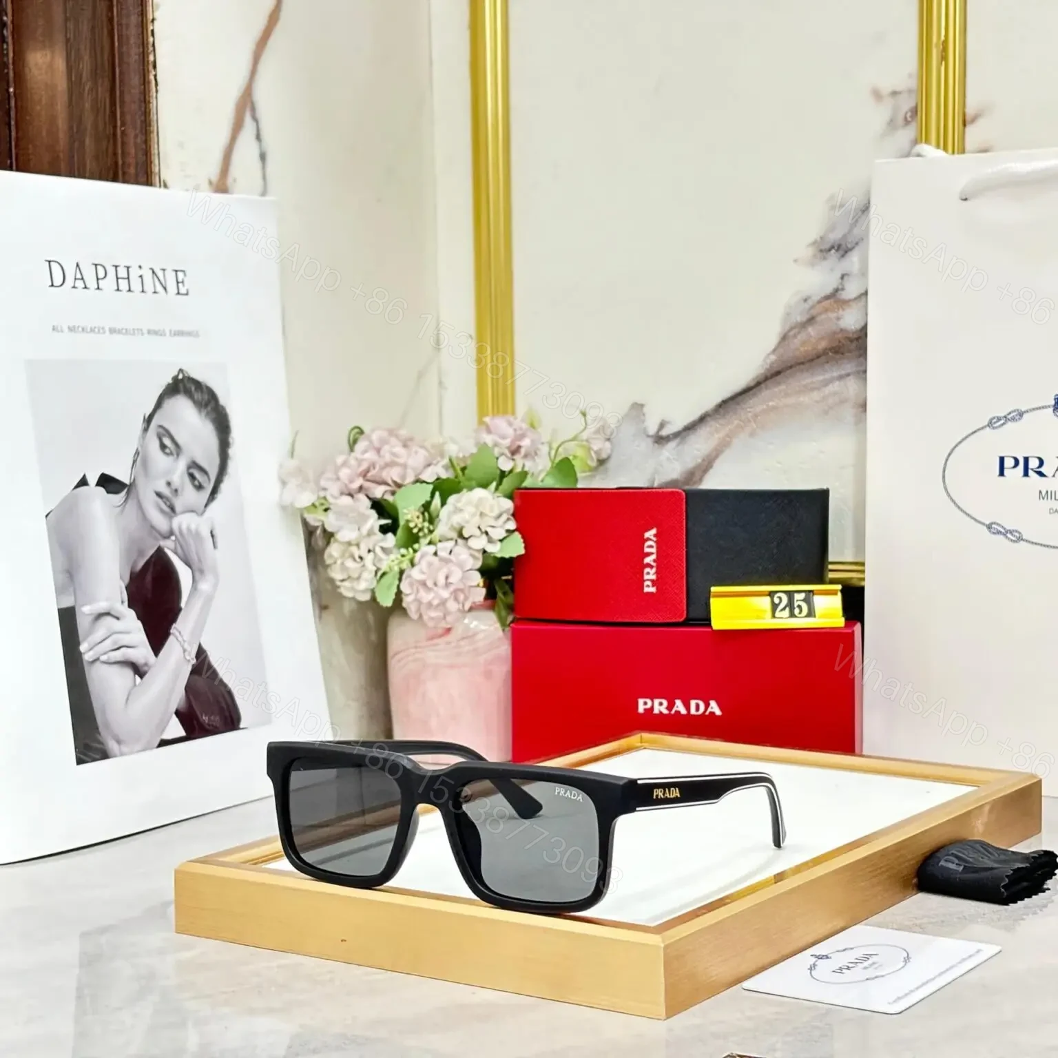 Prada Wayfarer Black-Green Frame UV Protection — view 1