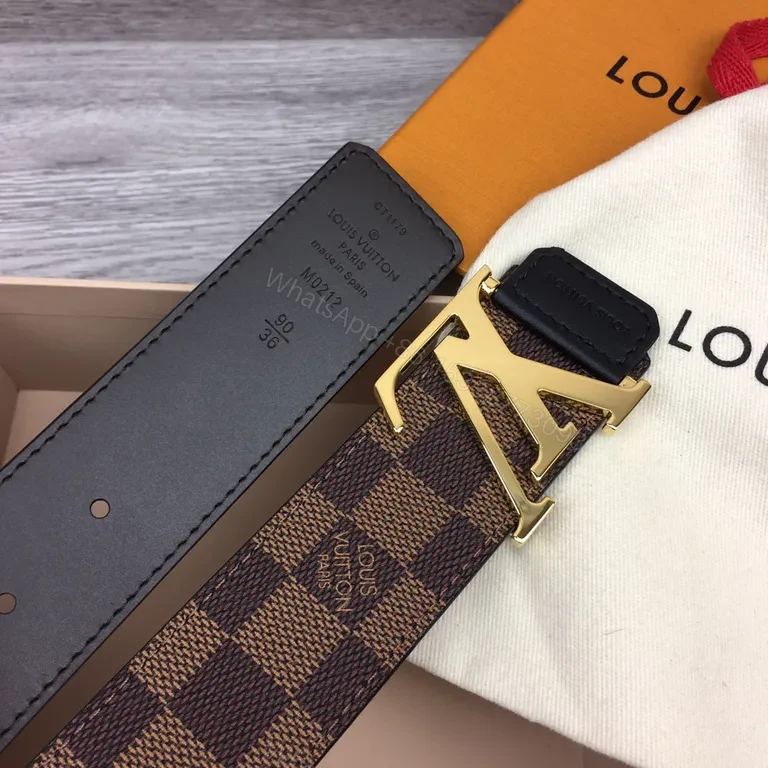 View 5 of Louis Vuitton Damier Canvas Belt with Signature Buckle