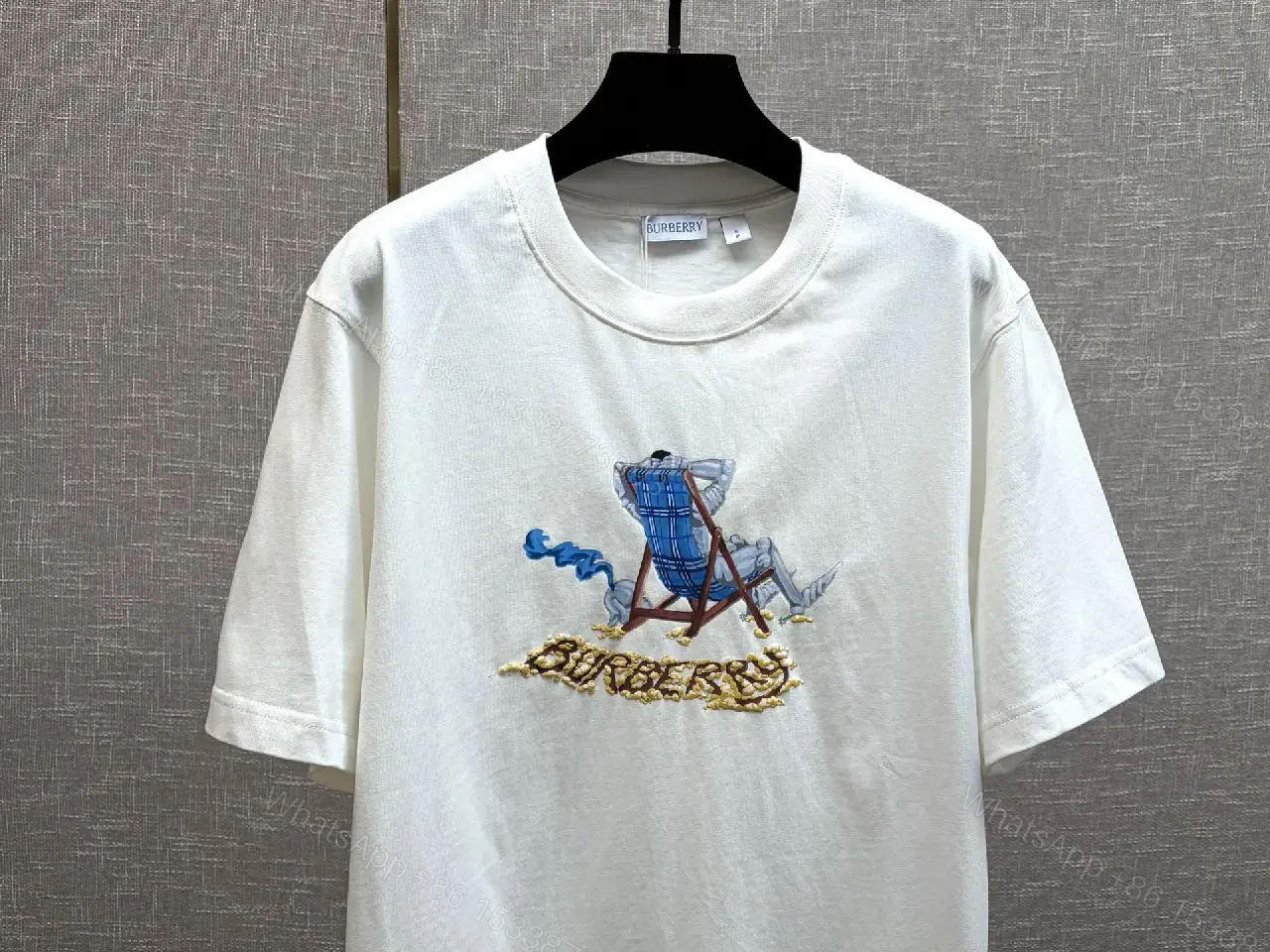 View 2 of Relaxed Tee White Cotton Embroidered Luxury Casual Tee