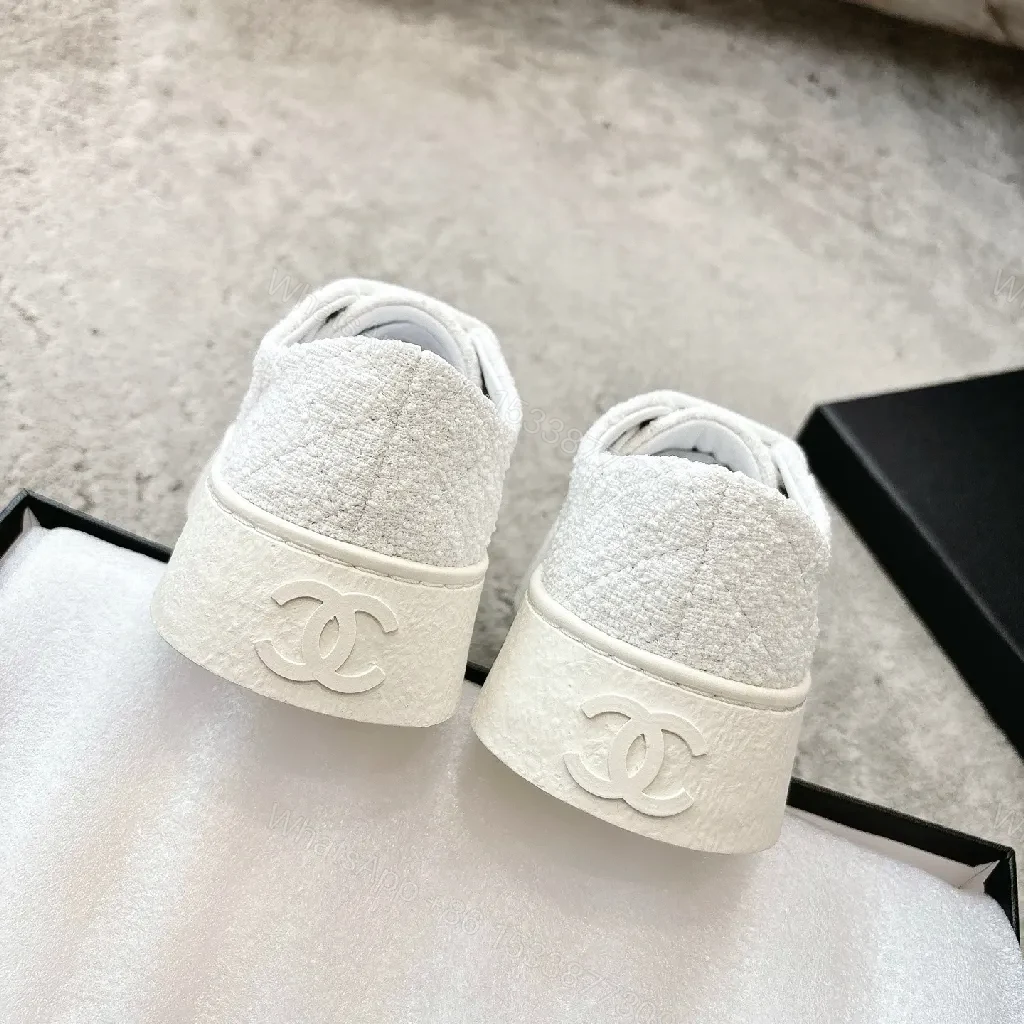 View 4 of Lux White Knit Sneakers with Gold Accents - Luxe Everyday Comfort