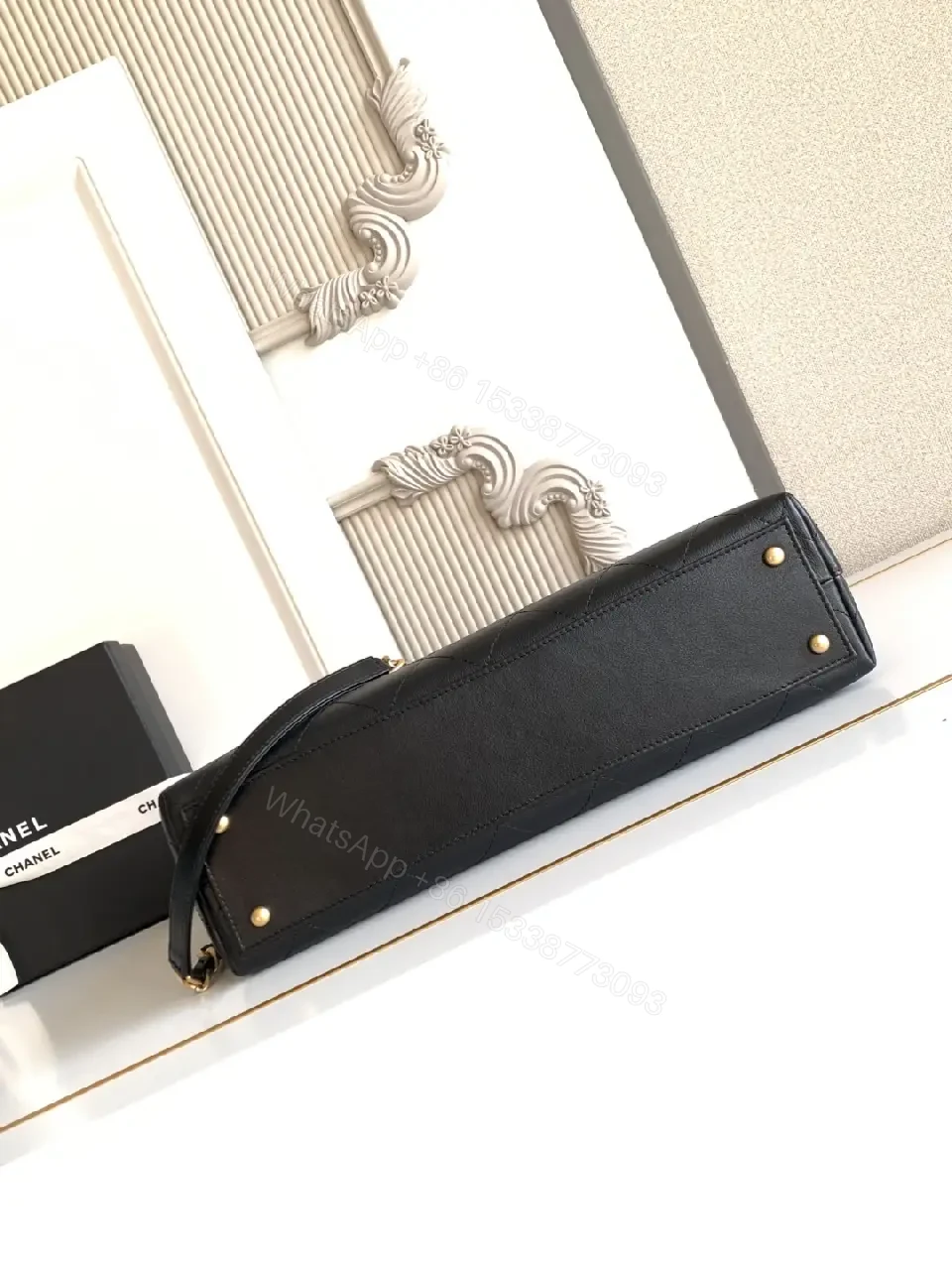 View 5 of Chic Quilted Flap Bag with Gold Hardware, Shoulder Style