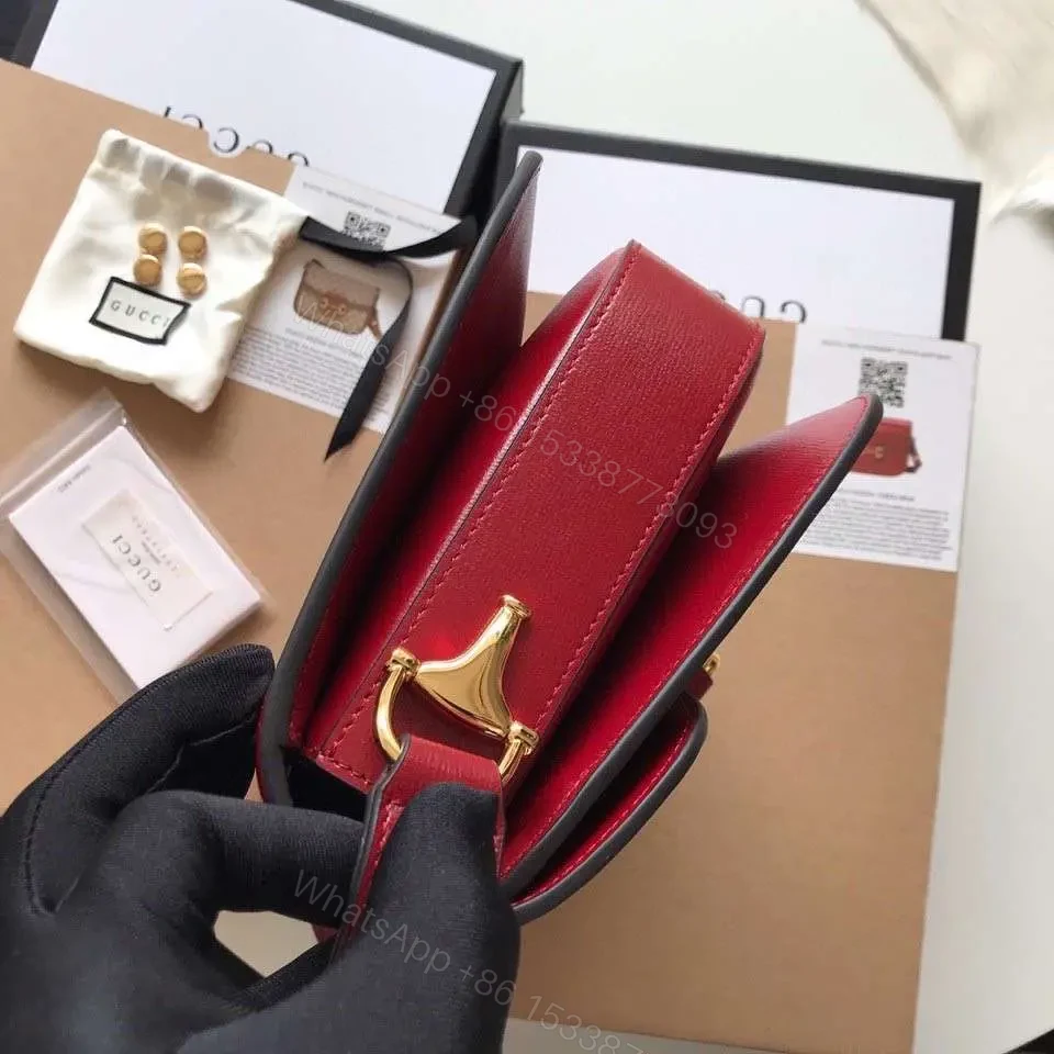View 2 of Gucci 1955 Horsebit Women’s Handbag Super Smooth Red Leather 25cm
