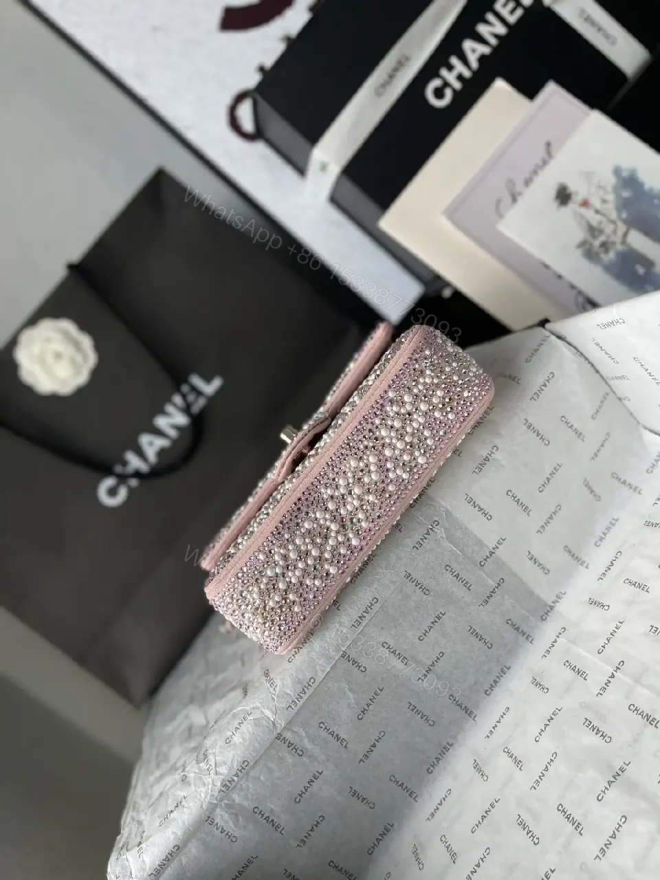 View 7 of Pink Rhinestone Mini Bag – Luxe Sparkle, Versatile chic