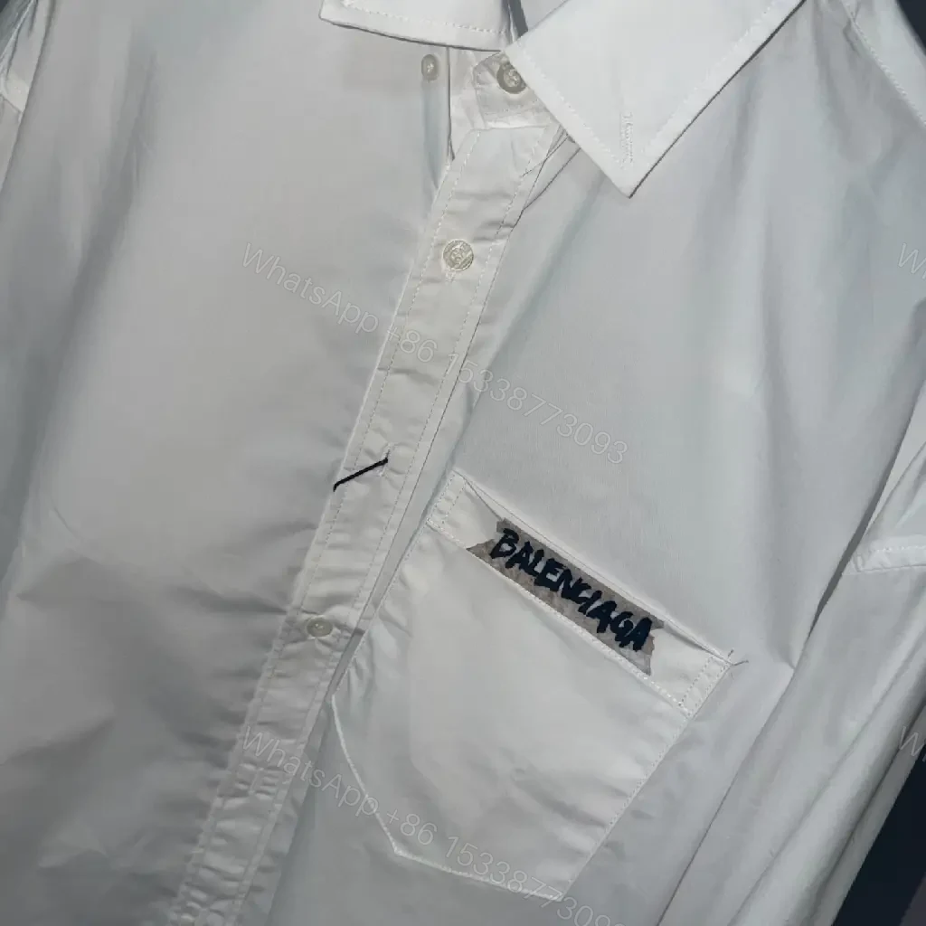 View 8 of White Cotton Classic Logo Patch Shirt