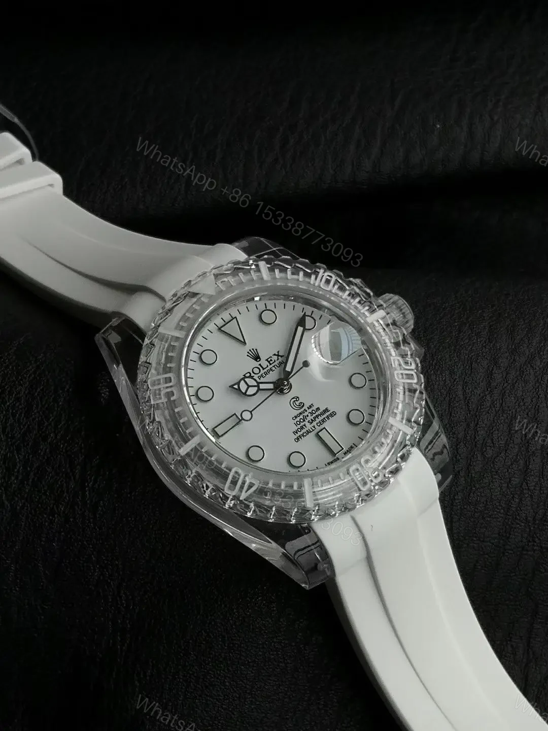 View 6 of Premium Rolex Submariner Date Phantomlab Transparent White replica 40MM White Rubber Strap Edition RG-SUB-PHANTOMLAB-TRANSPARENT-WHITE-RUBBER-40