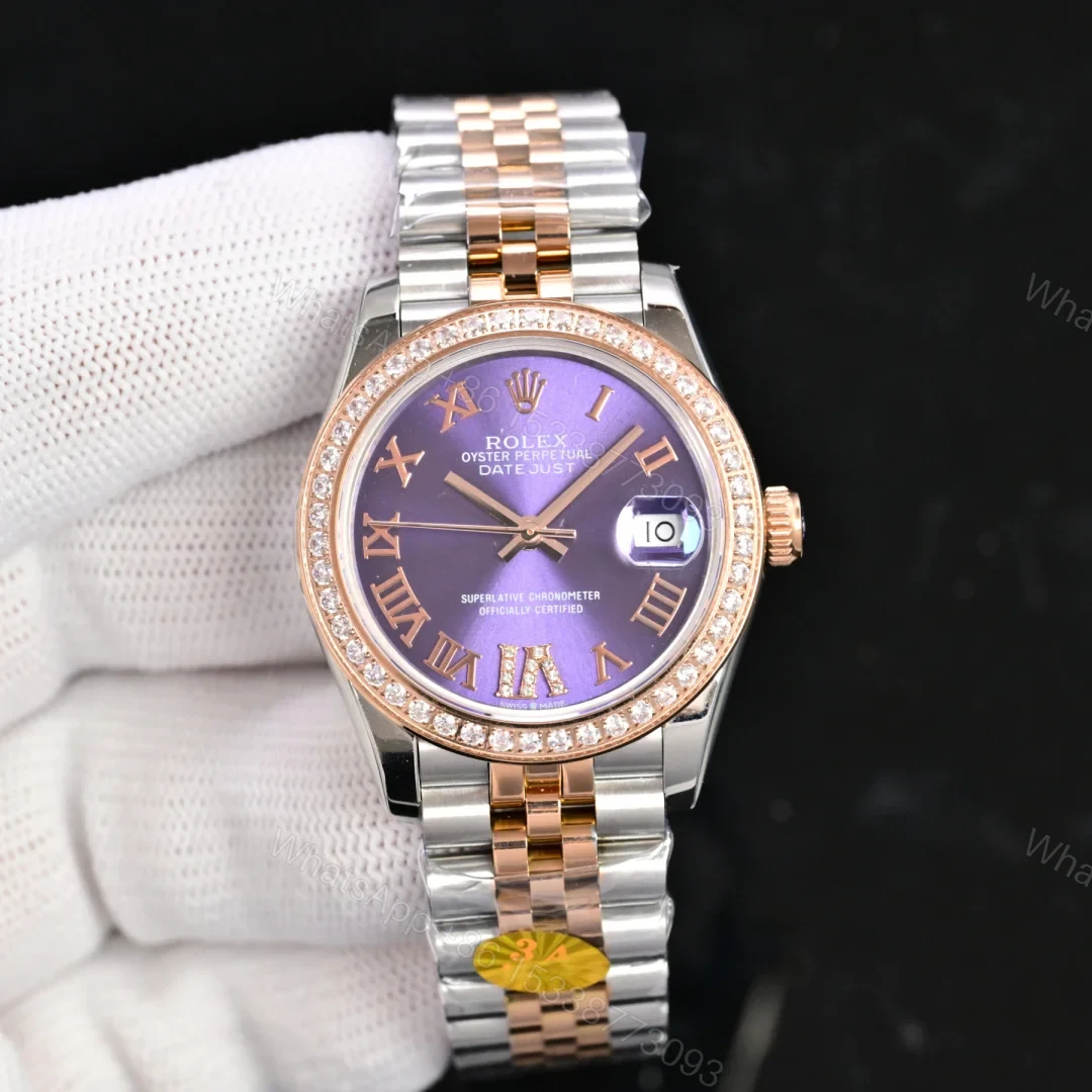 Rolex Datejust 31 Stainless Steel Rose Gold Diamond Aubergine – Roman Dial Jubilee 278381RBR-0020 — view 1
