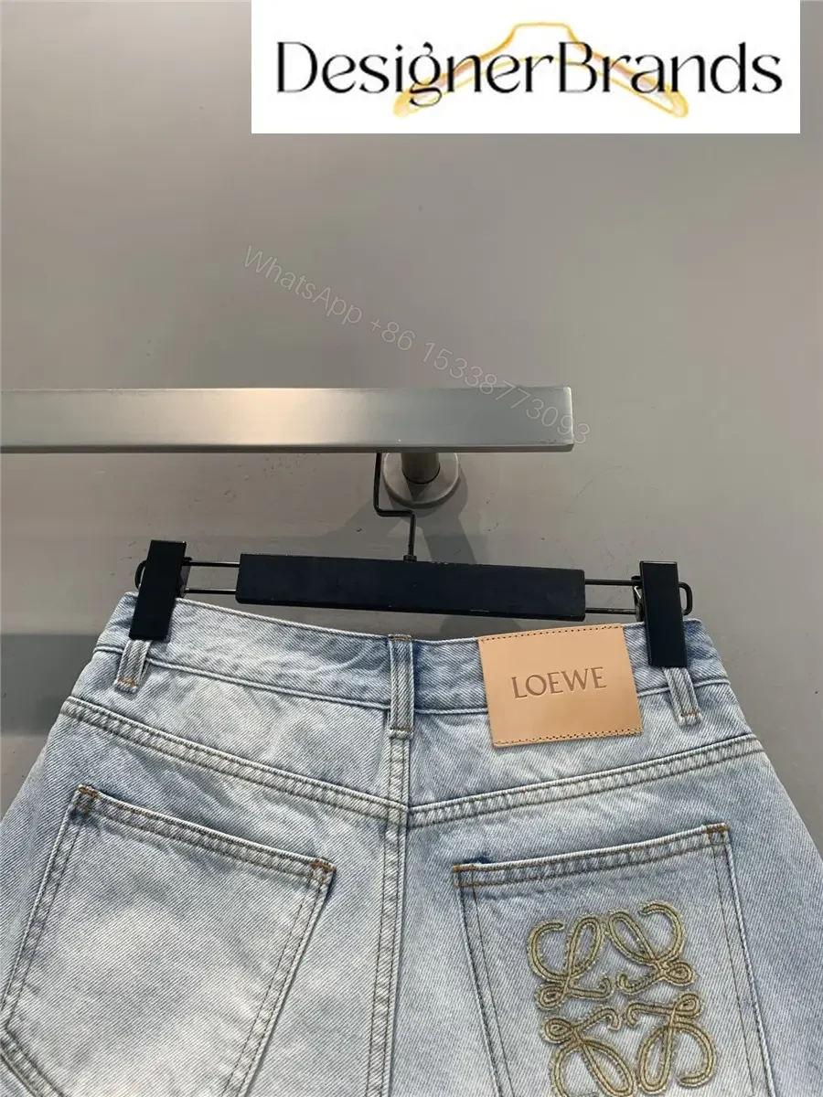 View 8 of Loewe Light Blue Cotton Denim Shorts