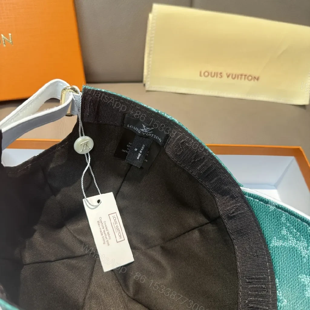 View 8 of Patterned Cap with Signature Monogram: Teal Luxury Cap