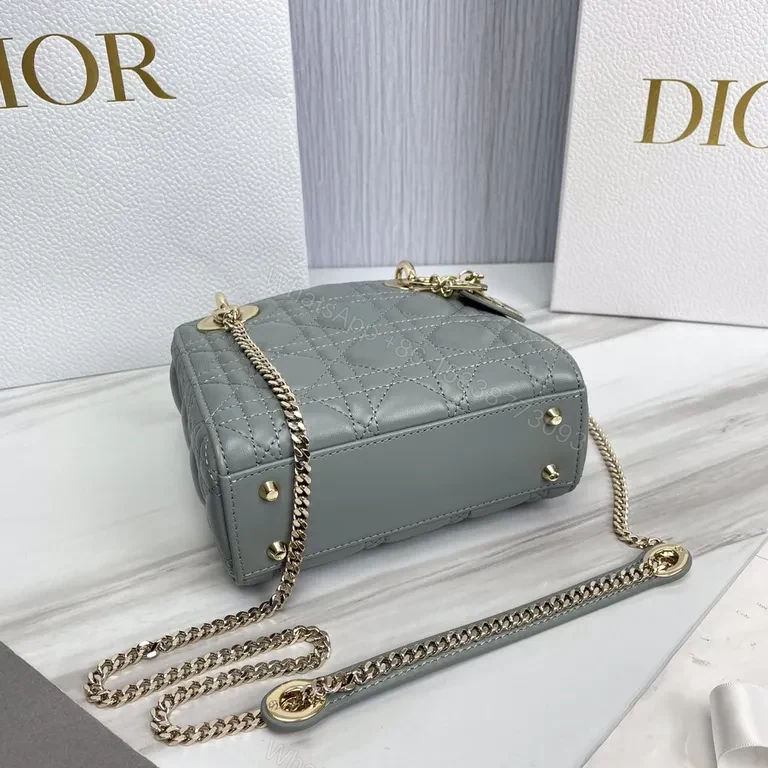 View 9 of Chic Quilted Mini Bag with Dior Charm - Crossbody Leather