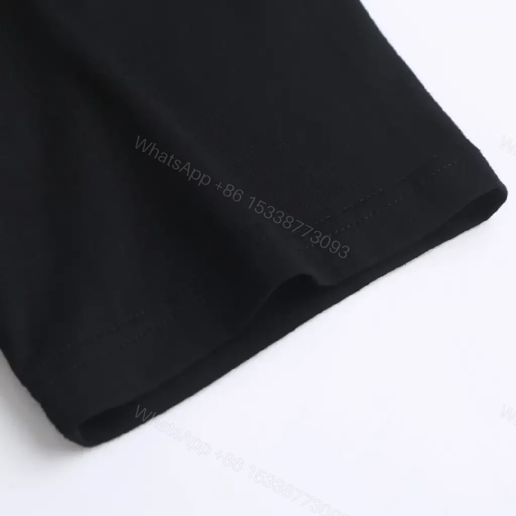 View 4 of Black Cotton T-shirt with Embroidered Logo - Relaxed Fit, Luxury Style