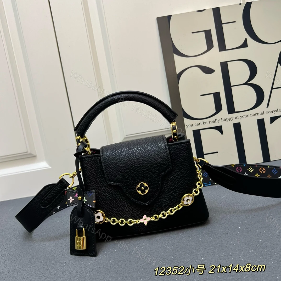 LV 原單 12352 小號黑色鏈條翻蓋手提包 21x14x8cm鎖扣女包 — view 1