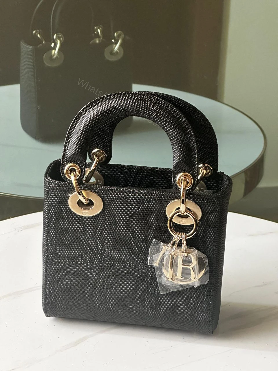View 2 of Embossed Patent Leather Mini Lady Dior Tote