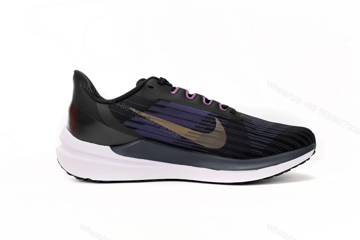 View 5 of Nike Air Winflo 9 Black Blue and Yellow DD6203-007
