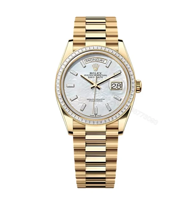 Superclone Rolex Day-Date White Mother-of-Pearl Diamond Dial 128398tbr-0030 36 mm — view 1