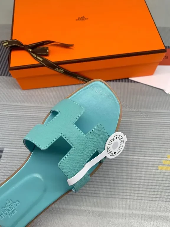 View 6 of Turquoise Hermes Oran Sandals: Luxe H-Strap Comfort