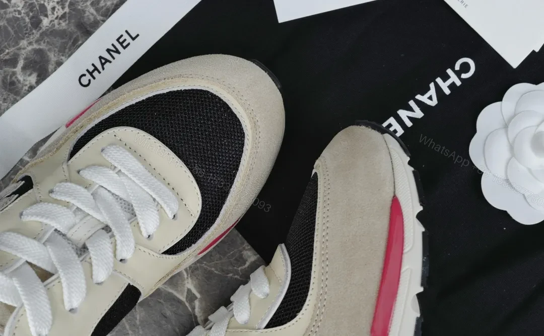View 3 of Chanel-Inspired Trail Runner: Neutrals, Pink Accents, Luxe Comfort