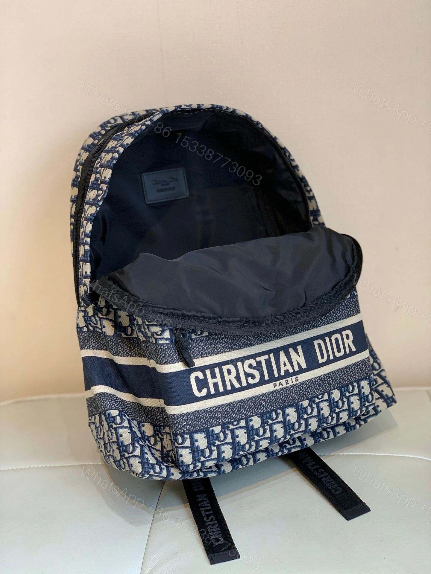 View 2 of Christian Dior Super Backpack Canvas Embroidered Pattern 42x33x15cm