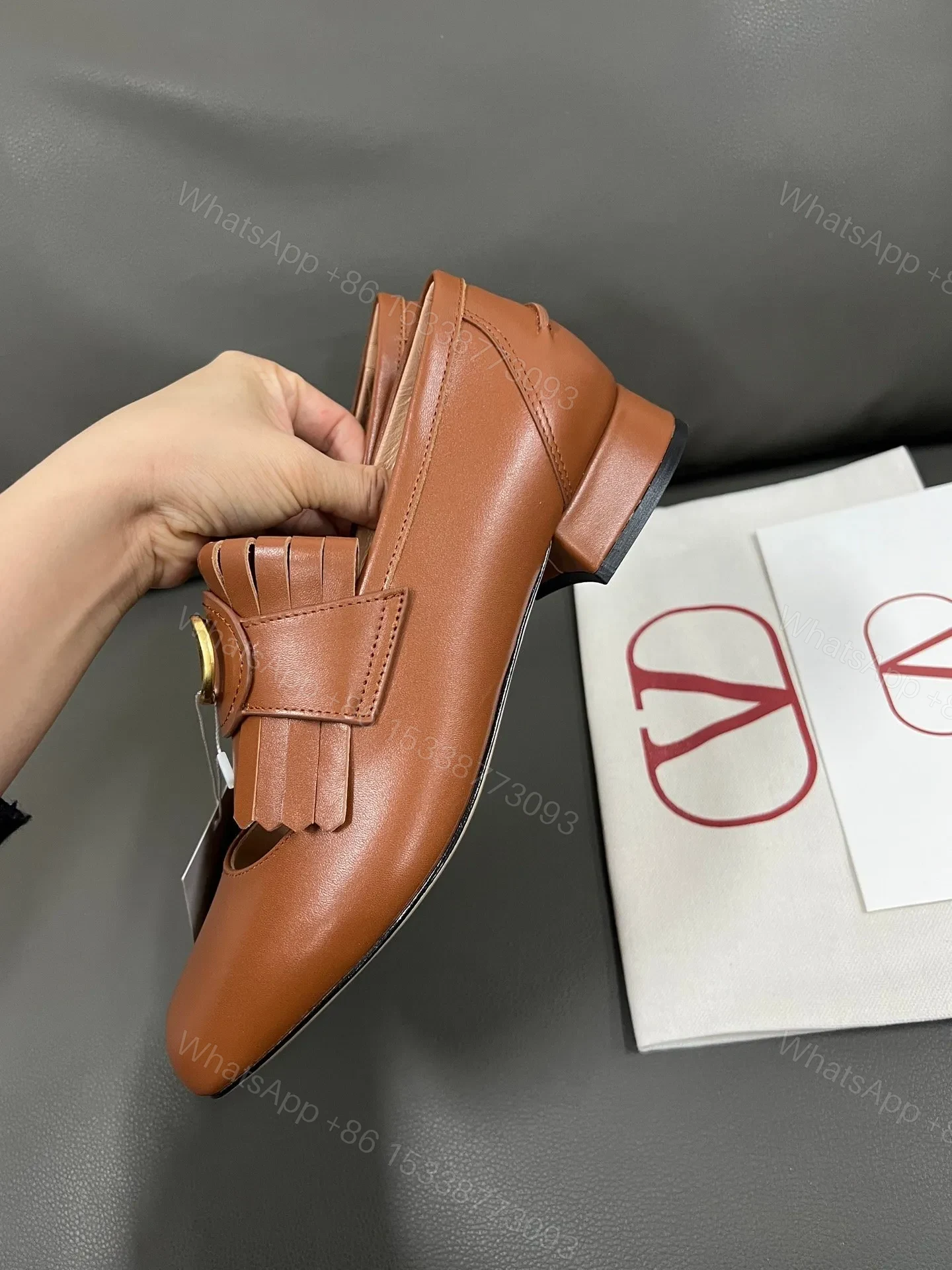 View 2 of Valentino Women Brown Leather Loafers