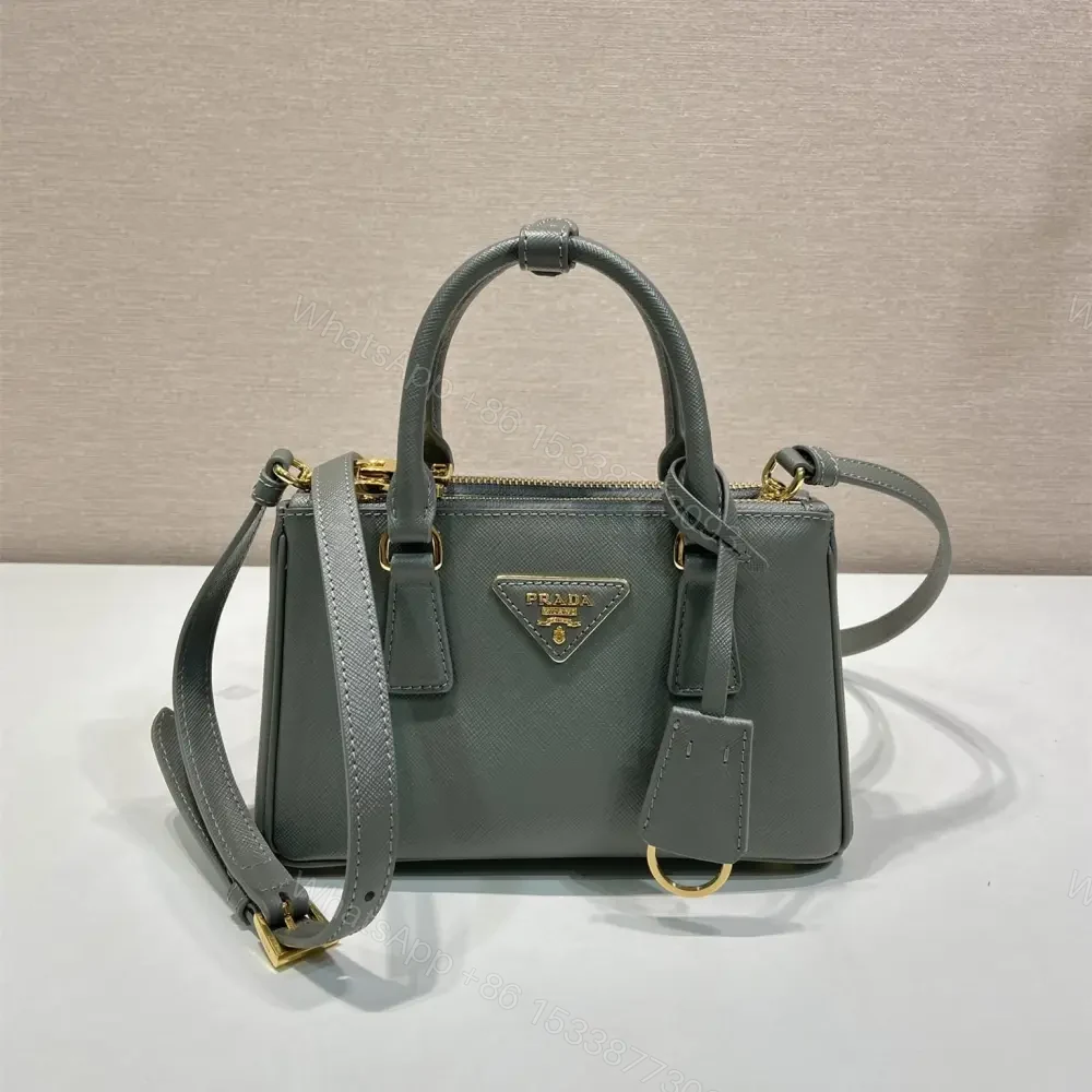 高仿Prada*Galleria系列1BA916紋理牛皮單肩包石墨灰Mini免檢版 — view 1