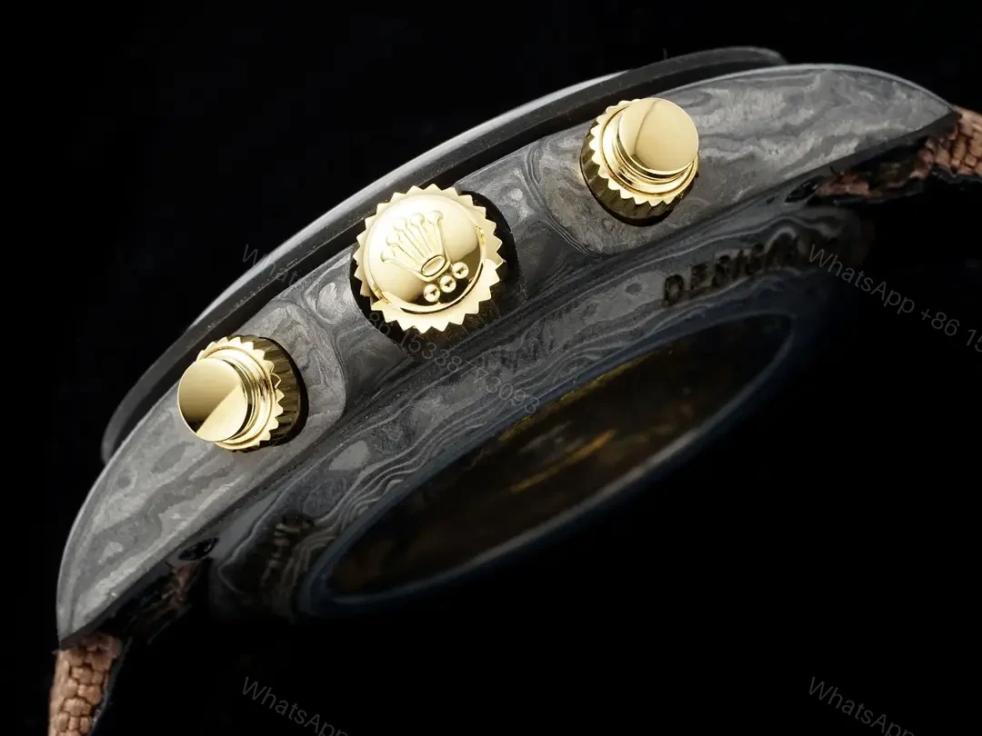 View 7 of Rolex Daytona 40mm Carbon Fiber Skeleton Dial Green Bezel Brown Strap Watch RLX-DAY-CARBON-40-GRN-BRN