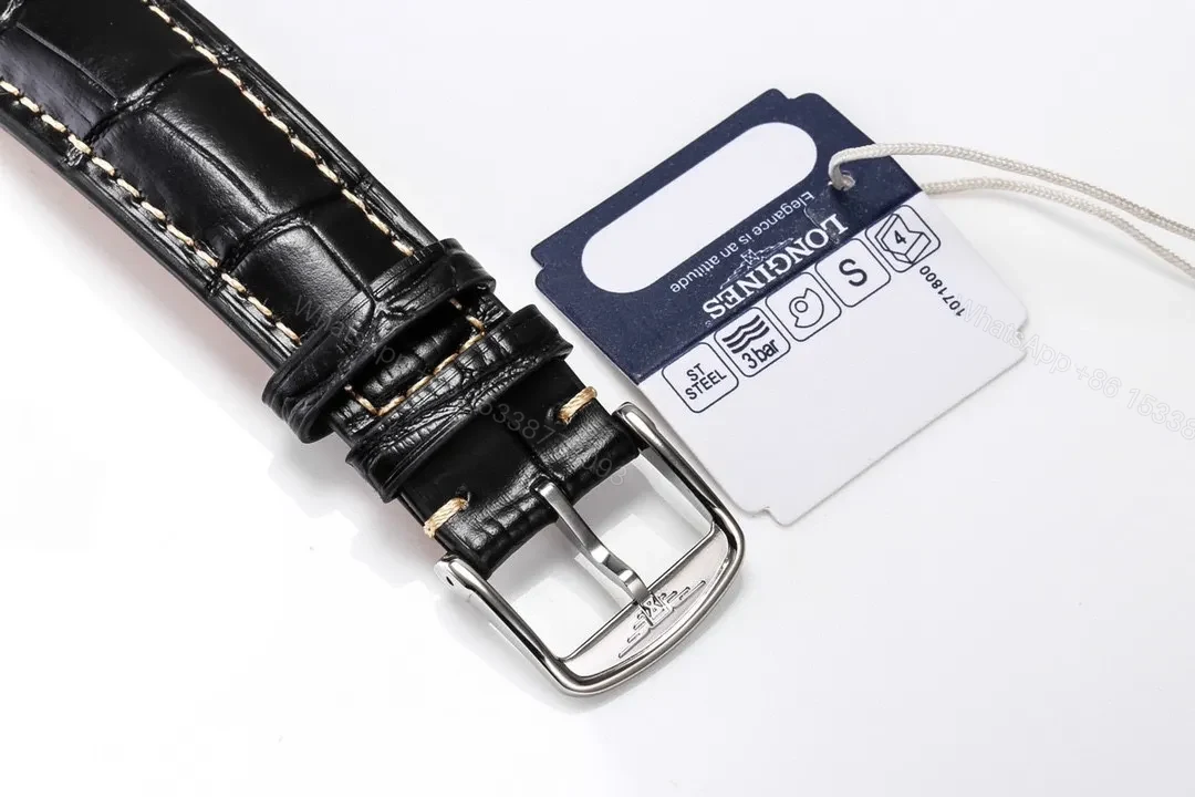 View 9 of Longines Classic Re Edition Men’s Watch Black Dial Stainless Steel Case Black Leather Strap 40mm