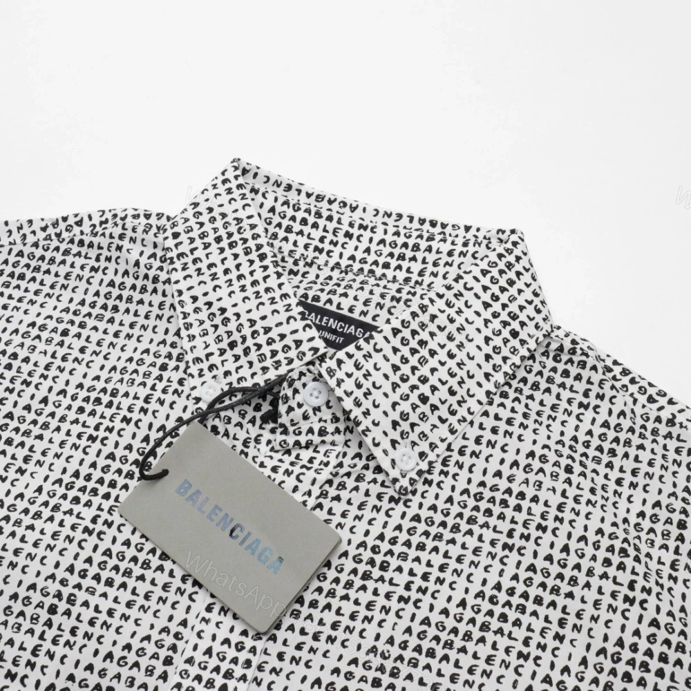 View 3 of 高仿Balenciaga*FW24系列627023拼色條紋長袖襯衫灰色