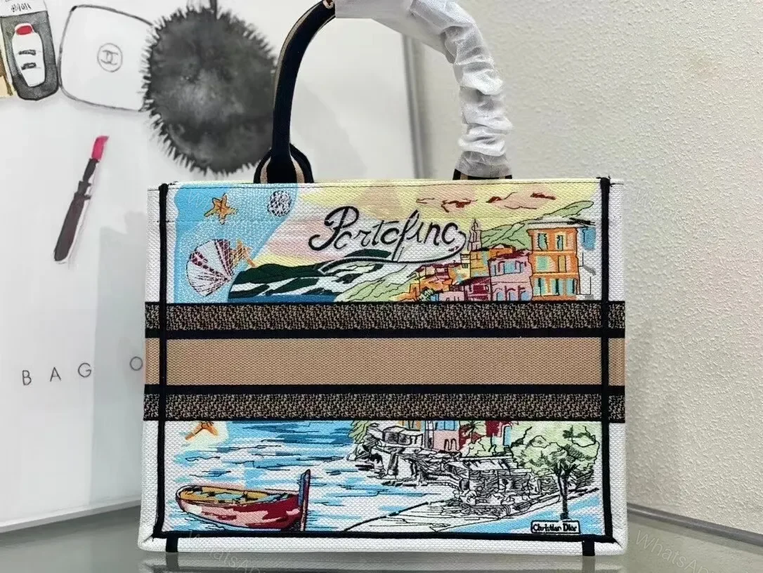 View 3 of Vibrant Canvas Tote: Cityscape & Coastal Bold Straps Tote