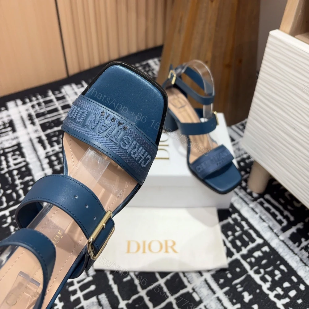 View 4 of 高仿Dior*Dway3系列KDO185高跟刺繡涼鞋藍色免檢版