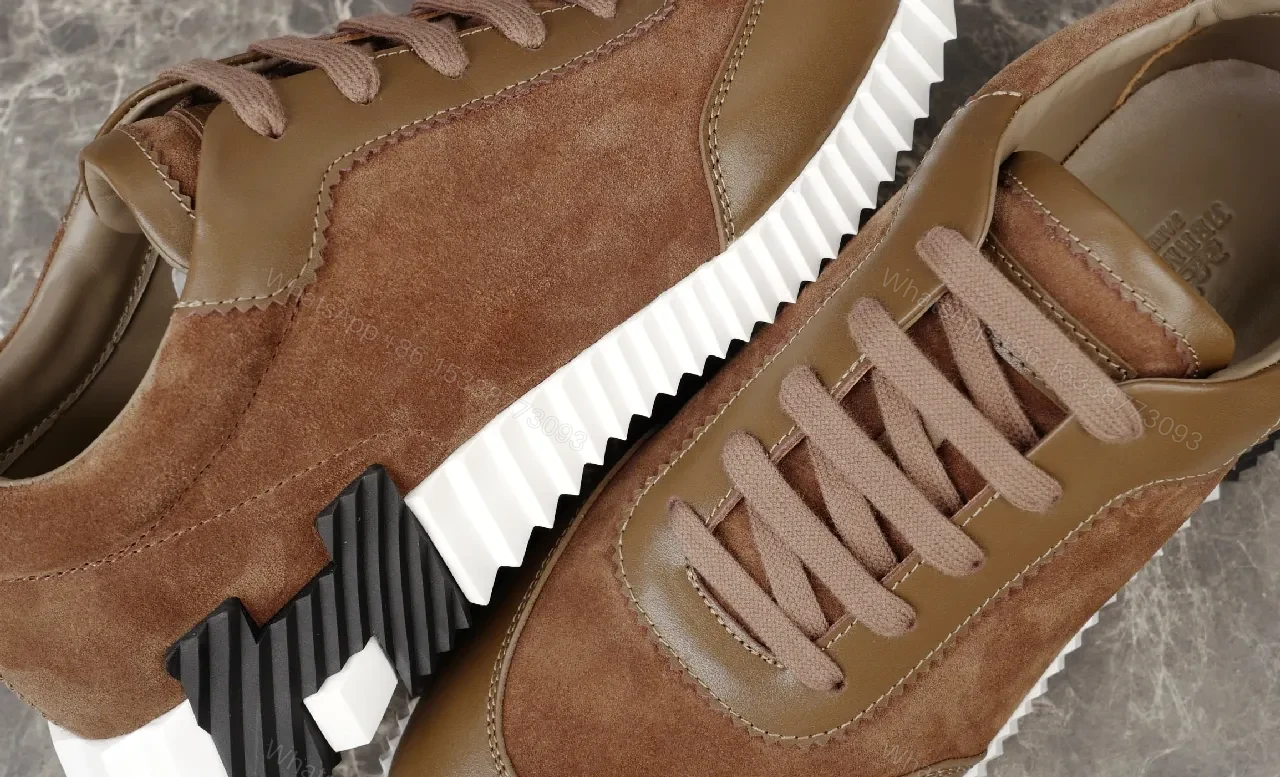 View 9 of Brown Leather & Suede Runner Shoes: Modern Cushioned Comfort