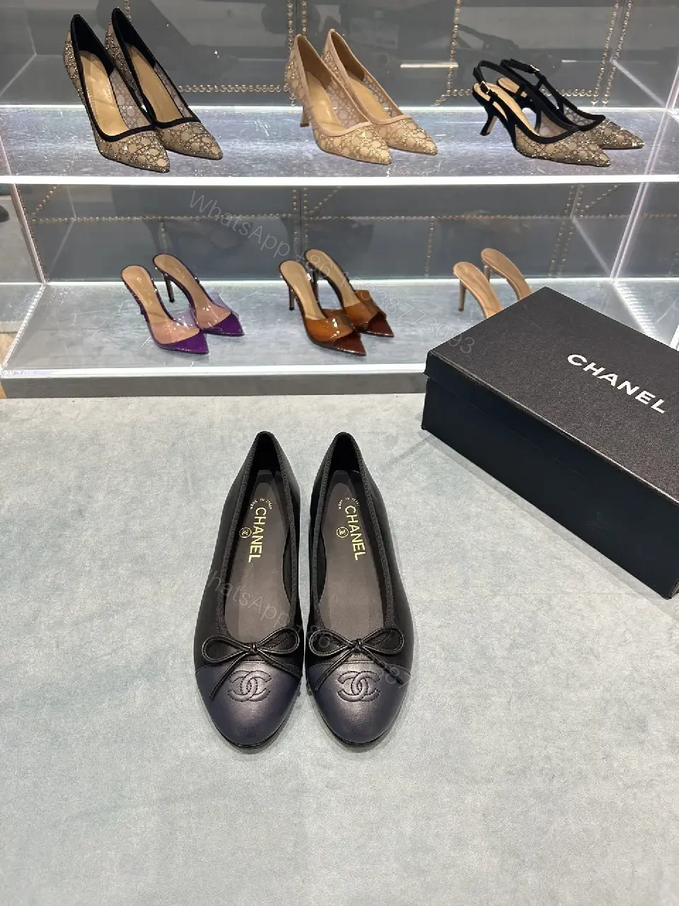 View 3 of Chic Leather Ballet Flats with Embossed Detail, All-Day Comfort
