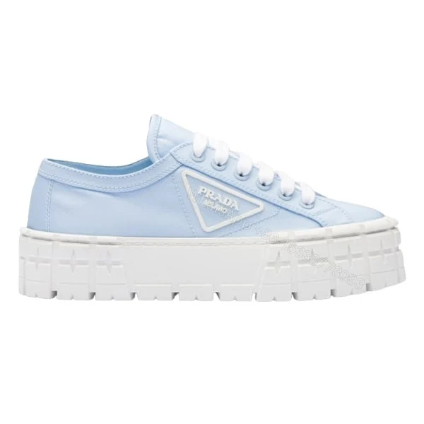 PRADA DOUBLE WHEEL RE-NYLON GABARDINE SNEAKERS LIGHT BLUE – PRD085 — view 1