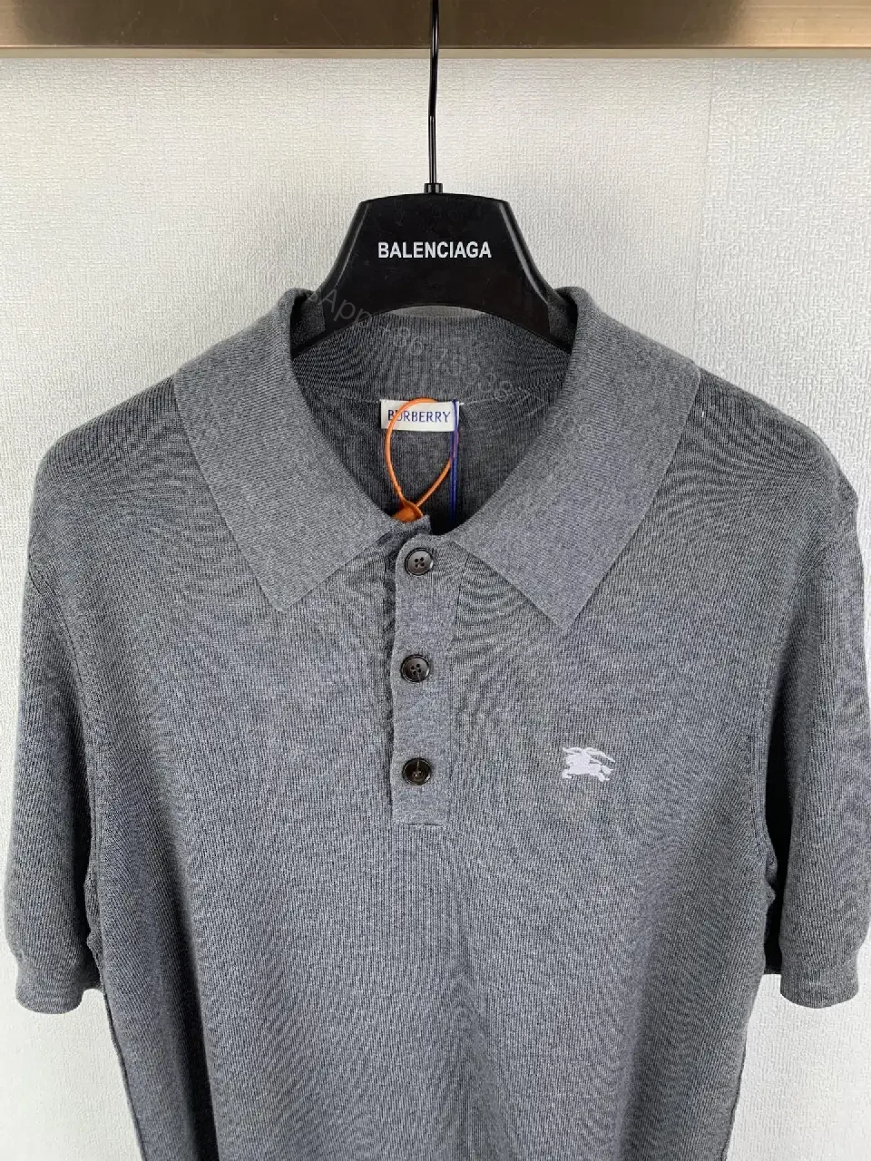 View 4 of Grey cotton polo knit polo shirt for everyday luxury