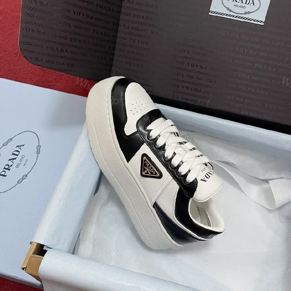 View 3 of Modern Leather-Trim Low-Top Sneakers: Bold Contrast, Supreme Craft
