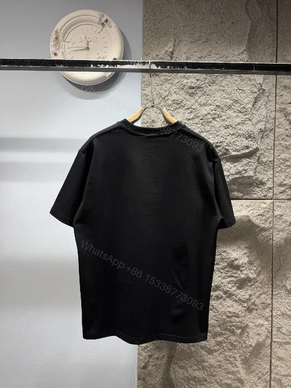 View 8 of Black Cotton-Blend Graphic Tee: Luxe Burberry-Style Banner