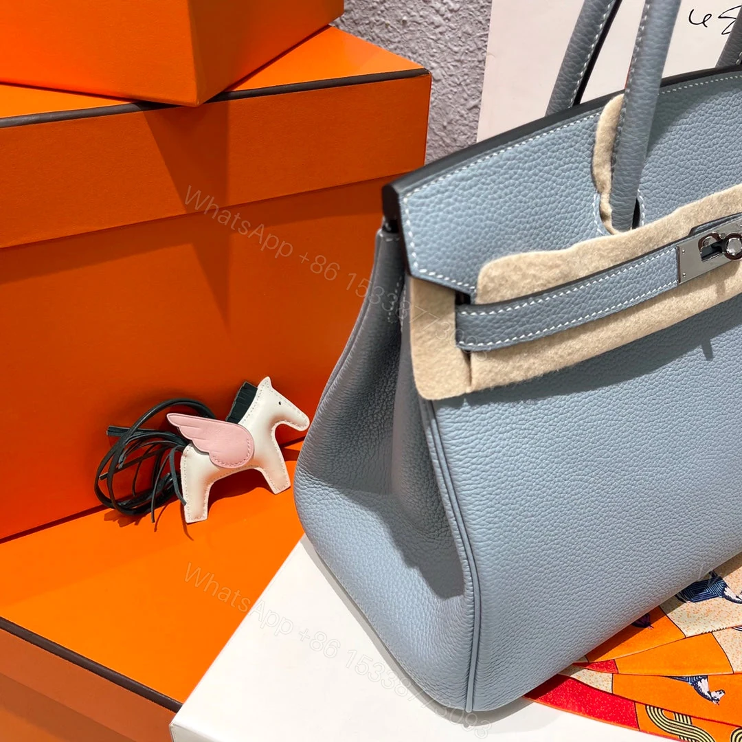 View 5 of HERMES BIRKIN 30CM CLOUD BLUE TOGO LEATHER SILVER HARDWARE