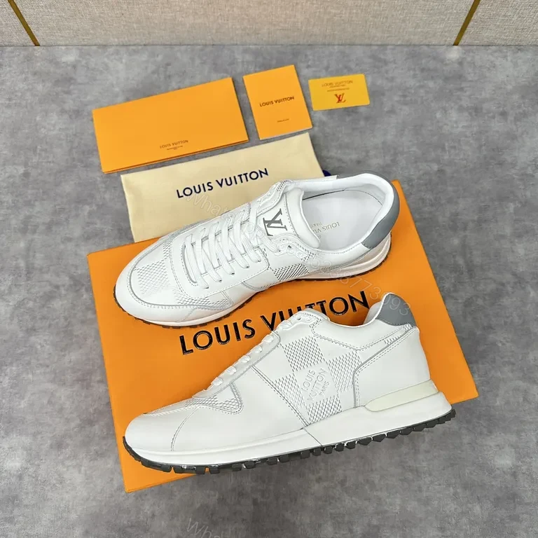 View 4 of White Leather LV-Inspired Sneaker â€“ Luxe Everyday Comfort