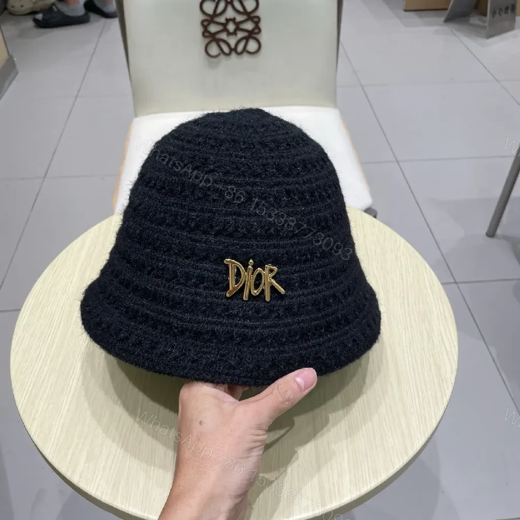 View 4 of Black Knit Bucket Hat with Gold Emblem, Premium Texture, Everyday Luxury