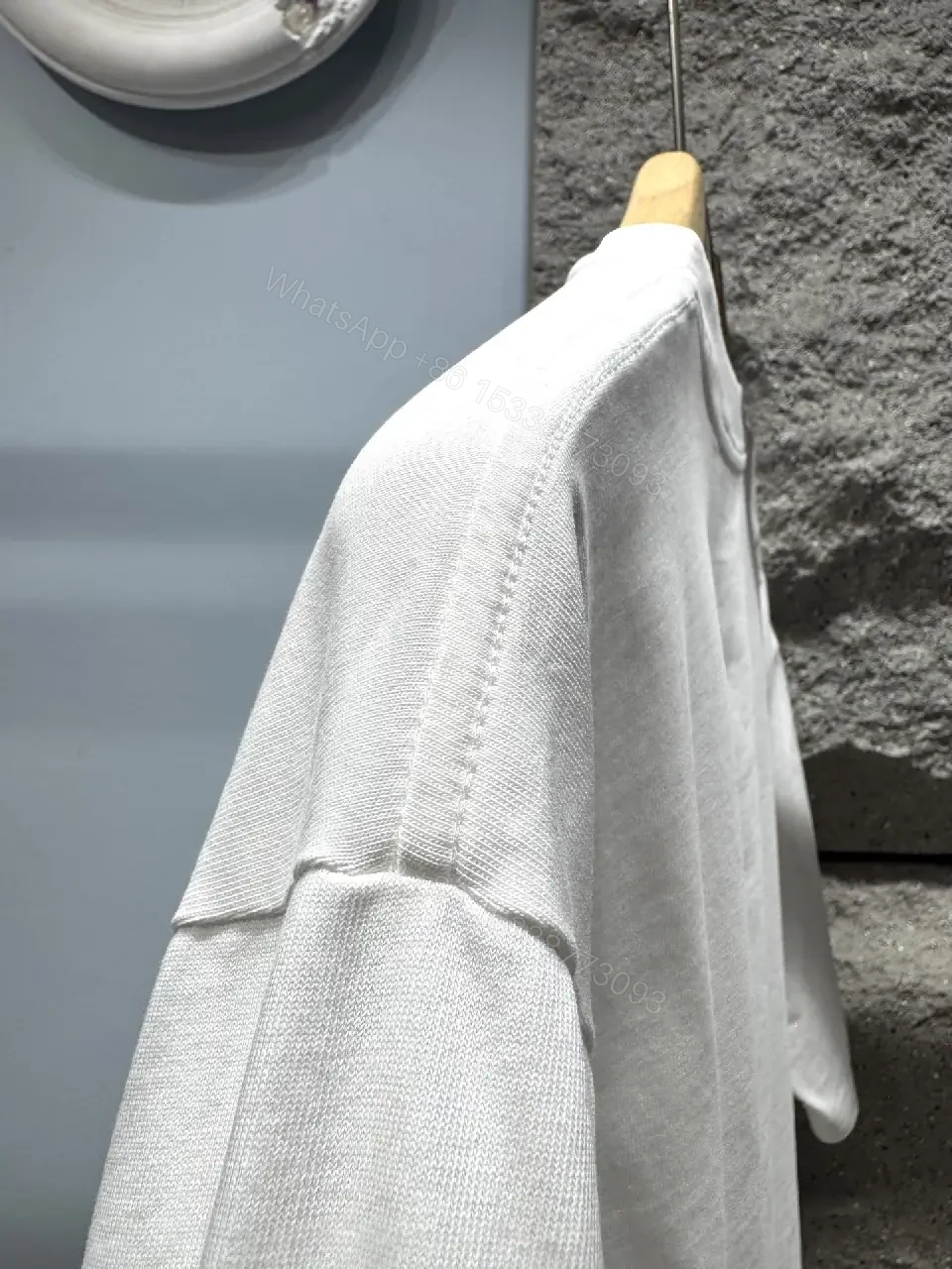 View 2 of White + Cotton Blend + Graphic Tee + Subtle Dior-Inspired Logo + T-Shirt