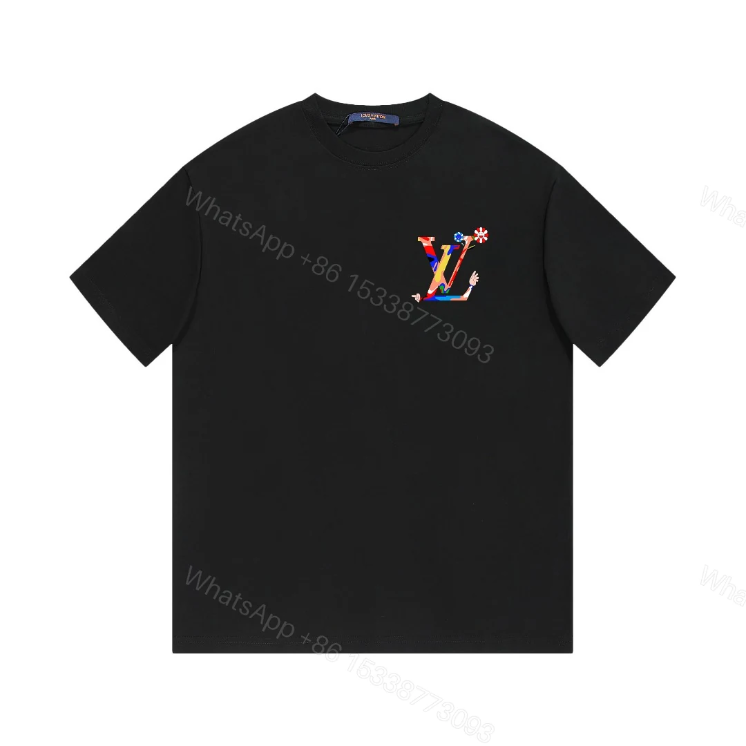 LV A貨黑色短袖T恤趣味塗鴉風LOGO設計夏日街頭男裝百搭款 — view 1