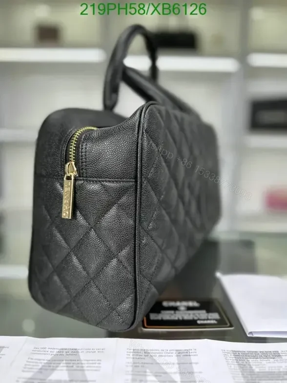 View 4 of Chanel Mini Boston Bag in Quilted Leather XB612665 1:1 Mirror