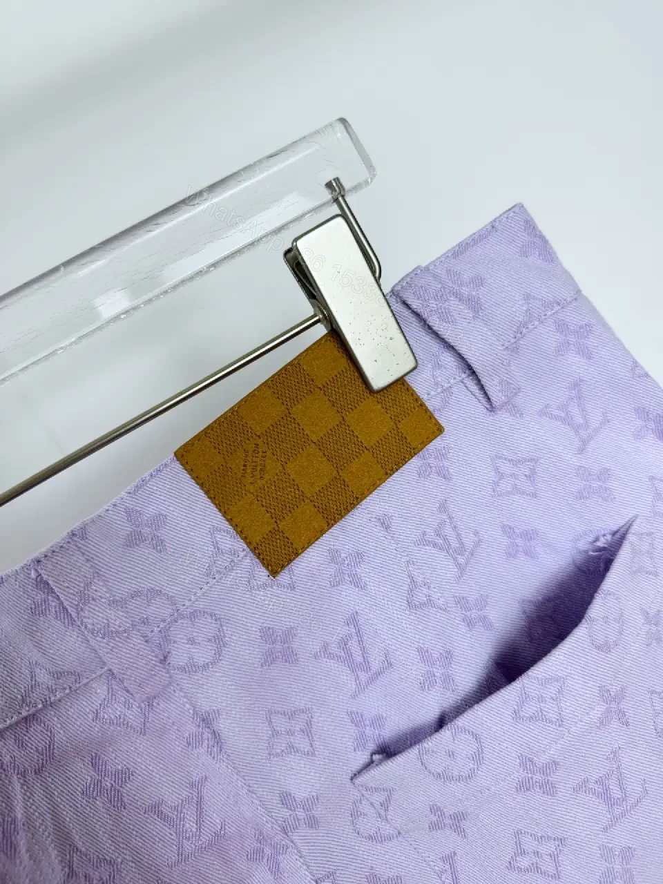 View 5 of Lavender Leather-Patterned Bermuda Shorts with Star Embellishments
