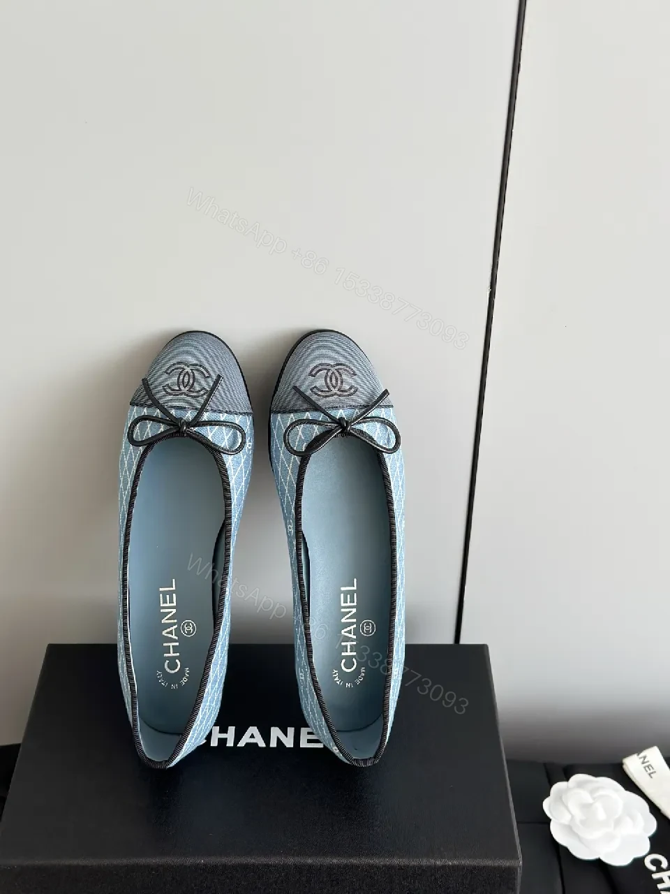 View 2 of Quilted Denim Ballet Flats with Signature Detailing