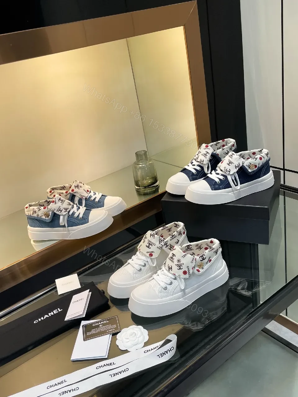 View 8 of White + Leather + High-Top + Signature Cuff Print + Sneakers
