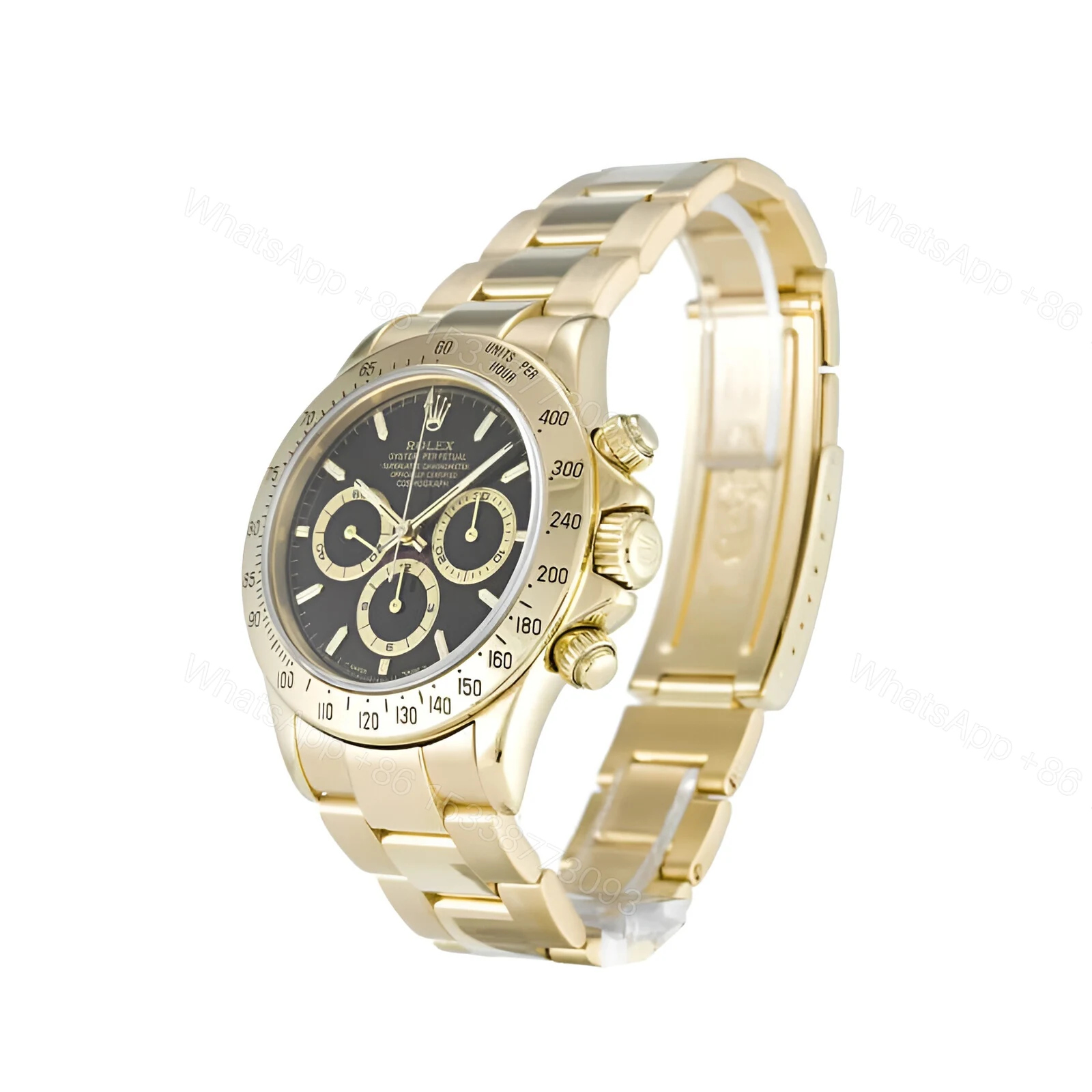 View 2 of Rolex Daytona Cosmograph Yellow Gold Black Dial 16528 Oyster Replica