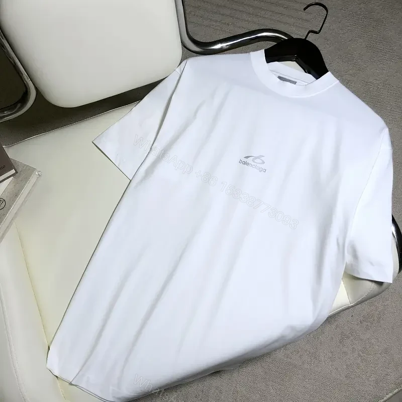 white cotton oversized tee with logo motif premium everyday luxury — view 1